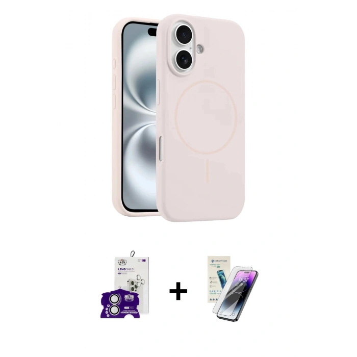 MARSİLYAN™- iPhone 16 Kılıf Yankı Form Serisi - Şeffaf Pasifik Cam Ekran Koruyucu + Bilvis Titan Kamera Lens - GS