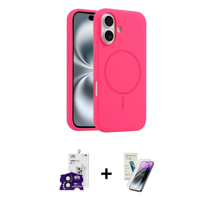 MARSİLYAN™- iPhone 16 Kılıf Yankı Form Serisi - Şeffaf Pasifik Cam Ekran Koruyucu + Bilvis Titan Kamera Lens - SH