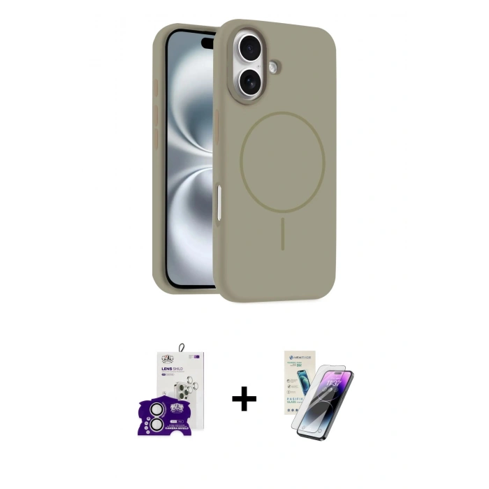 MARSİLYAN™- iPhone 16 Kılıf Yankı Form Serisi - Şeffaf Pasifik Cam Ekran Koruyucu + Bilvis Titan Kamera Lens - GS