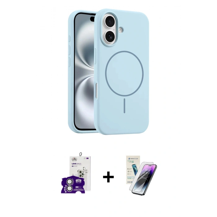 MARSİLYAN™- iPhone 16 Kılıf Yankı Form Serisi - Şeffaf Pasifik Cam Ekran Koruyucu + Bilvis Titan Kamera Lens - GS