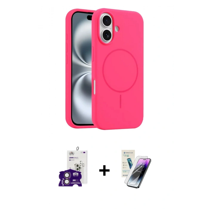 MARSİLYAN™- iPhone 16 Kılıf Yankı Form Serisi - Şeffaf Pasifik Cam Ekran Koruyucu + Bilvis Titan Kamera Lens - PE