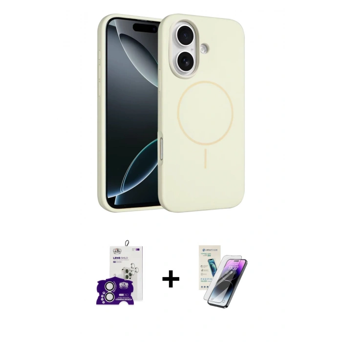 MARSİLYAN™- iPhone 16 Kılıf Yankı Form Serisi - Şeffaf Pasifik Cam Ekran Koruyucu + Bilvis Titan Kamera Lens - GS
