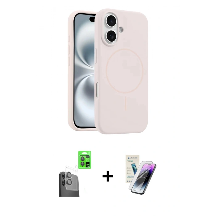 MARSİLYAN™- iPhone 16 Kılıf Yankı Form Serisi - Şeffaf Pasifik Cam Ekran Koruyucu + Raze Metal Kamera Lens - SH