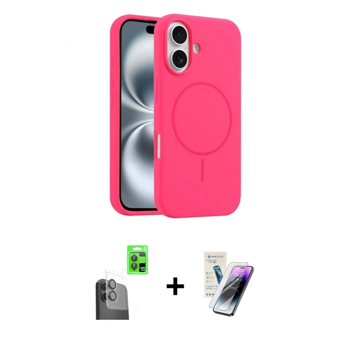 MARSİLYAN™- iPhone 16 Kılıf Yankı Form Serisi - Şeffaf Pasifik Cam Ekran Koruyucu + Raze Metal Kamera Lens - SH