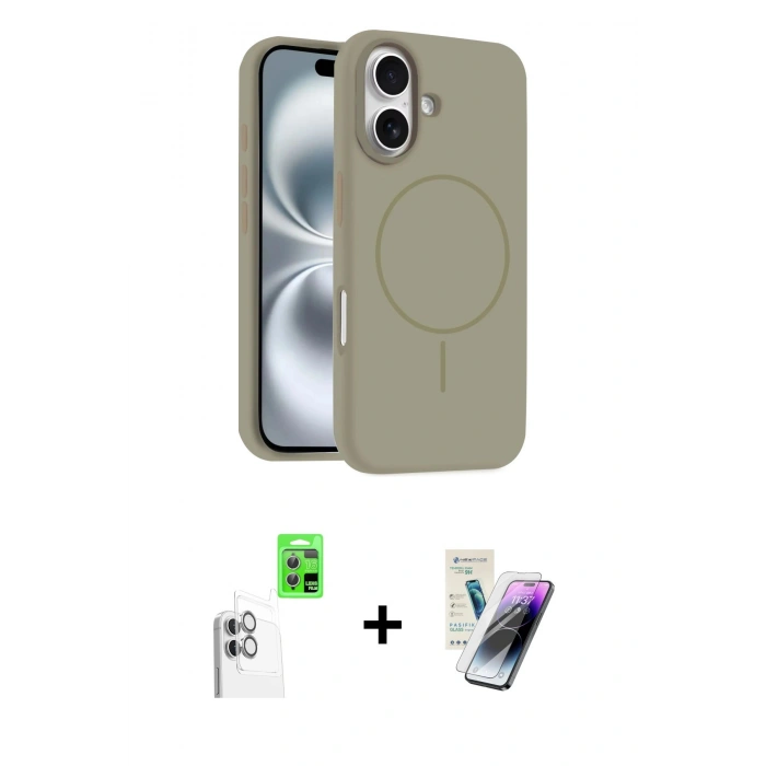 MARSİLYAN™- iPhone 16 Kılıf Yankı Form Serisi - Şeffaf Pasifik Cam Ekran Koruyucu + Raze Metal Kamera Lens - BZ