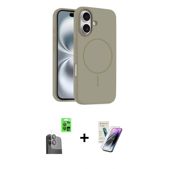 MARSİLYAN™- iPhone 16 Kılıf Yankı Form Serisi - Şeffaf Pasifik Cam Ekran Koruyucu + Raze Metal Kamera Lens - SH