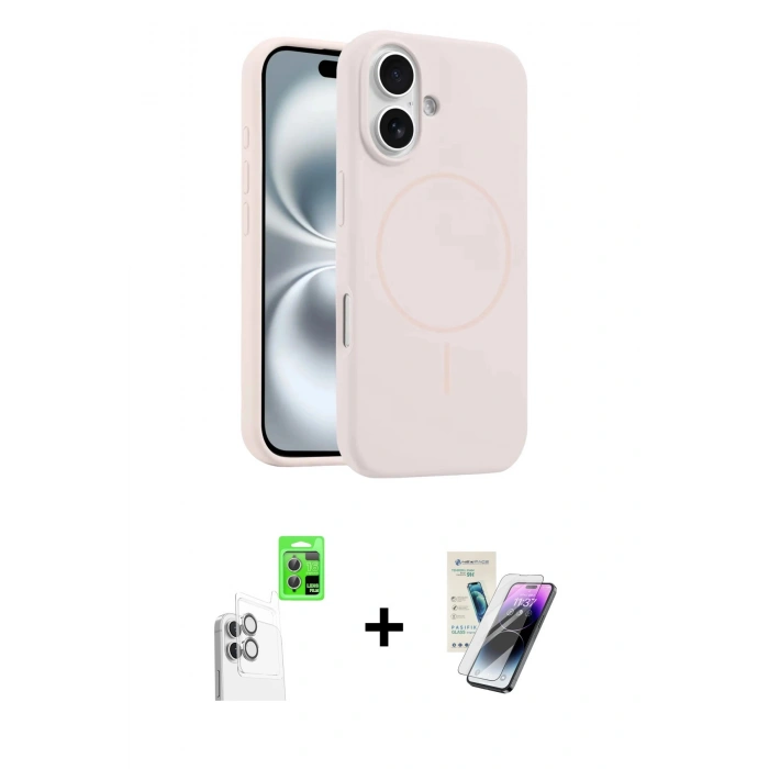 MARSİLYAN™- iPhone 16 Kılıf Yankı Form Serisi - Şeffaf Pasifik Cam Ekran Koruyucu + Raze Metal Kamera Lens - BZ