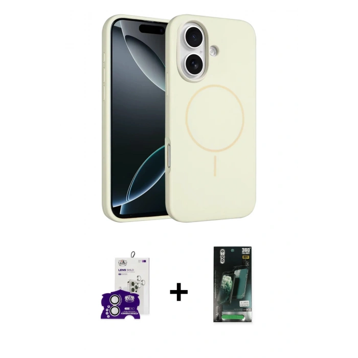 MARSİLYAN™- iPhone 16 Kılıf Yankı Form Serisi - Siyah 360 Mat Full Body Arka Koruyucu + Bilvis Titan Kamera Lens - GS