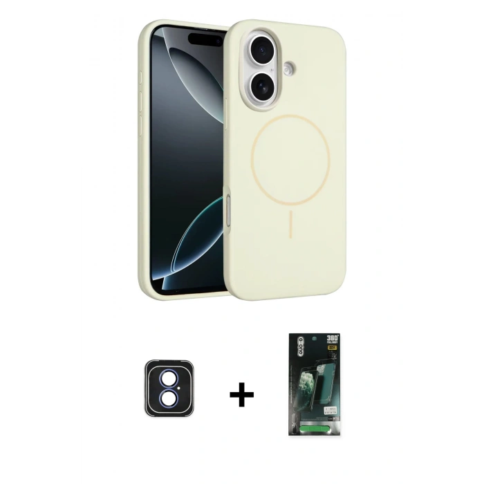 MARSİLYAN™- iPhone 16 Kılıf Yankı Form Serisi - Siyah 360 Mat Full Body Arka Koruyucu + PVD Metal Kamera Lens - MI