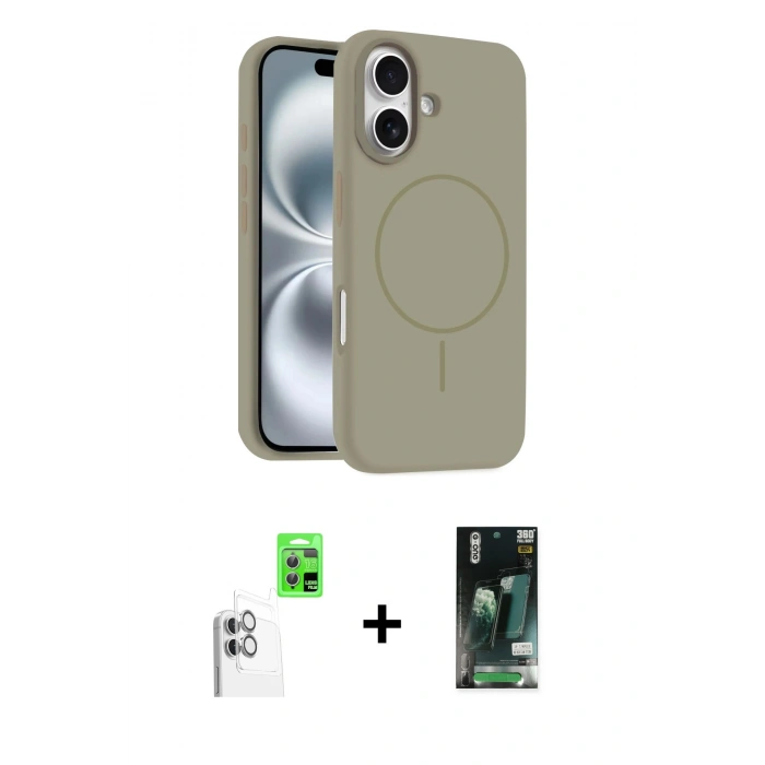MARSİLYAN™- iPhone 16 Kılıf Yankı Form Serisi - Siyah 360 Mat Full Body Arka Koruyucu + Raze Metal Kamera Lens - BZ