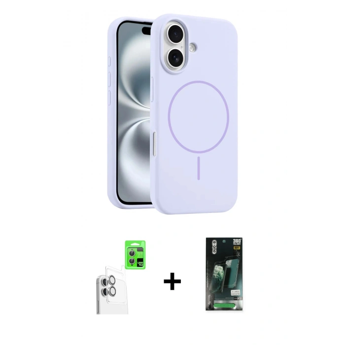 MARSİLYAN™- iPhone 16 Kılıf Yankı Form Serisi - Siyah 360 Mat Full Body Arka Koruyucu + Raze Metal Kamera Lens - BZ