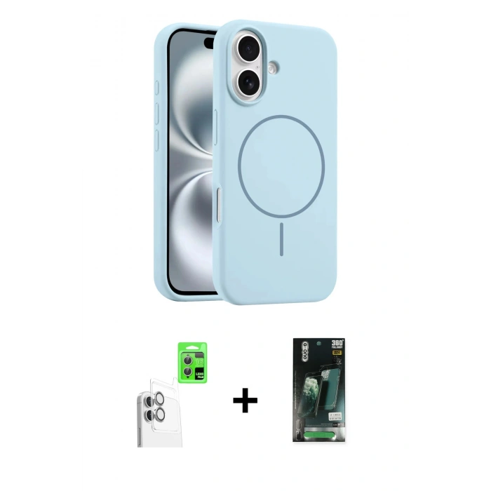 MARSİLYAN™- iPhone 16 Kılıf Yankı Form Serisi - Siyah 360 Mat Full Body Arka Koruyucu + Raze Metal Kamera Lens - BZ