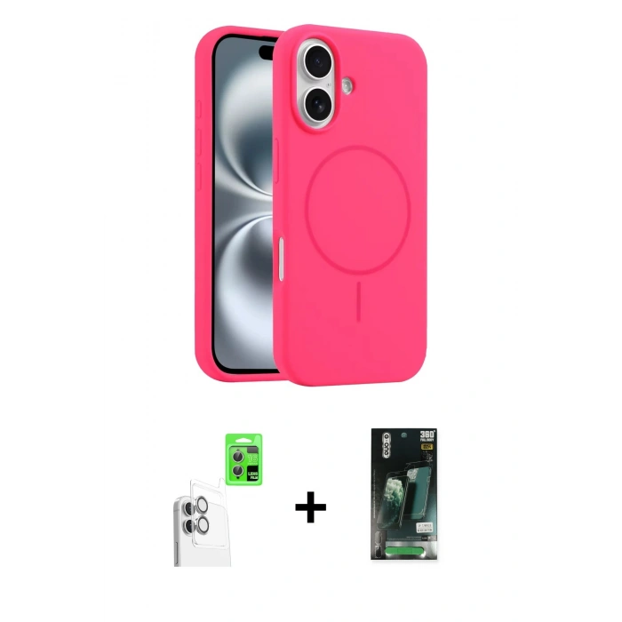 MARSİLYAN™- iPhone 16 Kılıf Yankı Form Serisi - Siyah 360 Mat Full Body Arka Koruyucu + Raze Metal Kamera Lens - BZ