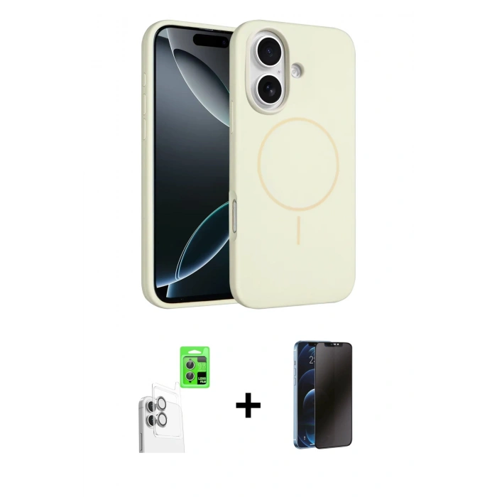 MARSİLYAN™- iPhone 16 Kılıf Yankı Form Serisi - Siyah 3D Antistatik Hayalet Cam Ekran Koruyucu + Raze Metal Kamera Lens - BZ