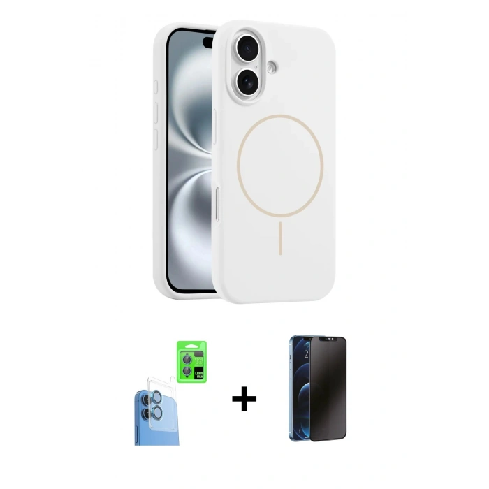 MARSİLYAN™- iPhone 16 Kılıf Yankı Form Serisi - Siyah 3D Antistatik Hayalet Cam Ekran Koruyucu + Raze Metal Kamera Lens - LT