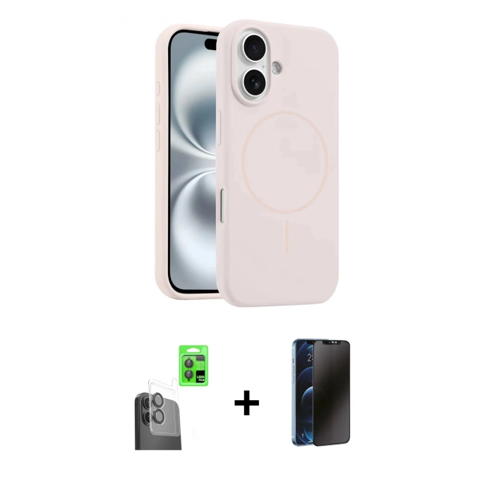 MARSİLYAN™- iPhone 16 Kılıf Yankı Form Serisi - Siyah 3D Antistatik Hayalet Cam Ekran Koruyucu + Raze Metal Kamera Lens - SH