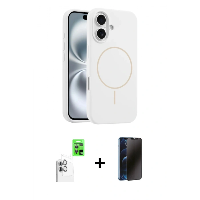 MARSİLYAN™- iPhone 16 Kılıf Yankı Form Serisi - Siyah 3D Antistatik Hayalet Cam Ekran Koruyucu + Raze Metal Kamera Lens - BZ