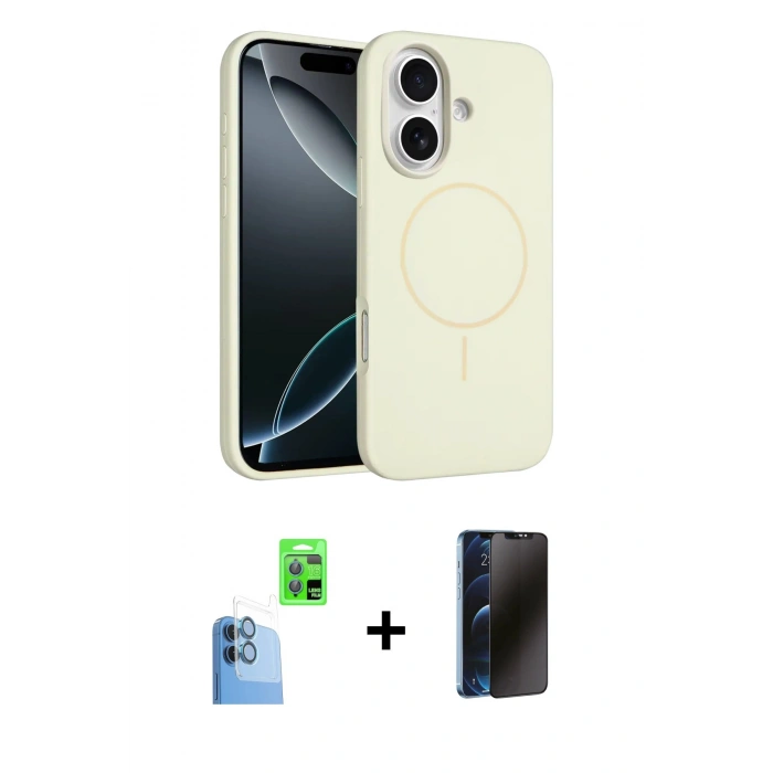 MARSİLYAN™- iPhone 16 Kılıf Yankı Form Serisi - Siyah 3D Antistatik Hayalet Cam Ekran Koruyucu + Raze Metal Kamera Lens - LT