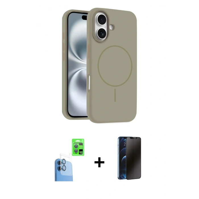 MARSİLYAN™- iPhone 16 Kılıf Yankı Form Serisi - Siyah 3D Antistatik Hayalet Cam Ekran Koruyucu + Raze Metal Kamera Lens - LT