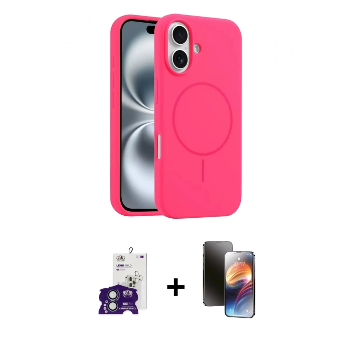 MARSİLYAN™- iPhone 16 Kılıf Yankı Form Serisi - Siyah 3D Antistatik Mat Seramik Nano Ekran Koruyucu + Bilvis Titan Kamera Lens - YL