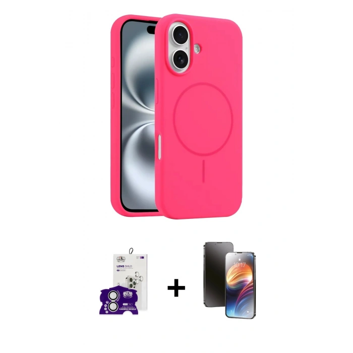 MARSİLYAN™- iPhone 16 Kılıf Yankı Form Serisi - Siyah 3D Antistatik Mat Seramik Nano Ekran Koruyucu + Bilvis Titan Kamera Lens - GS