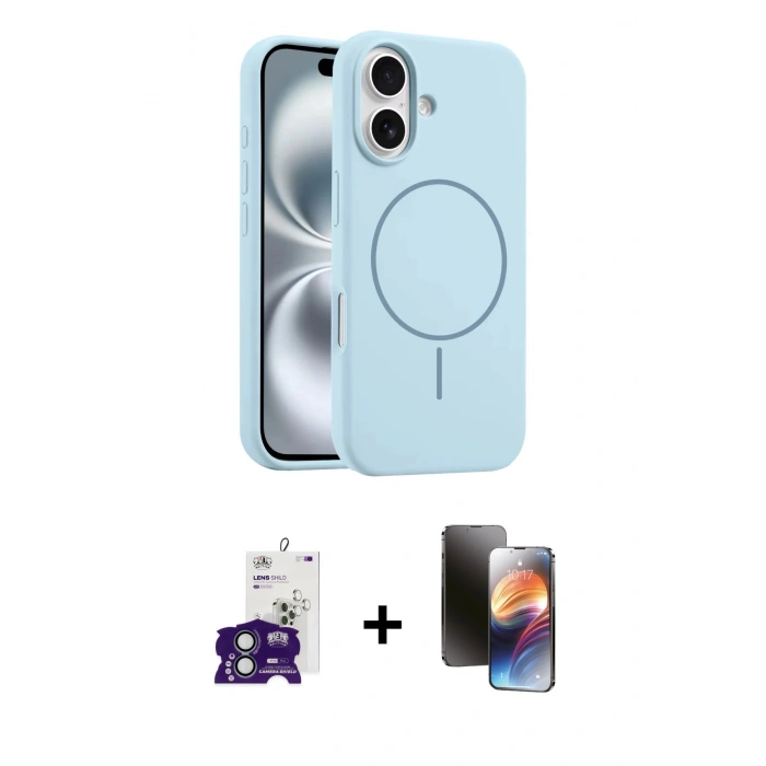 MARSİLYAN™- iPhone 16 Kılıf Yankı Form Serisi - Siyah 3D Antistatik Mat Seramik Nano Ekran Koruyucu + Bilvis Titan Kamera Lens - YL