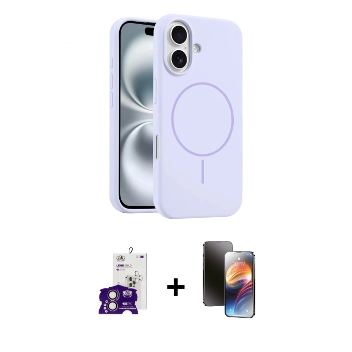 MARSİLYAN™- iPhone 16 Kılıf Yankı Form Serisi - Siyah 3D Antistatik Mat Seramik Nano Ekran Koruyucu + Bilvis Titan Kamera Lens - PE