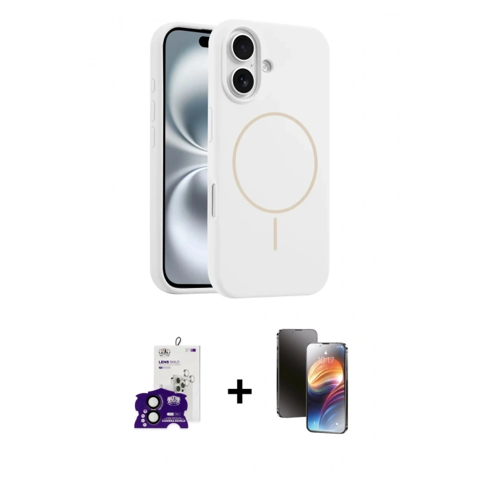 MARSİLYAN™- iPhone 16 Kılıf Yankı Form Serisi - Siyah 3D Antistatik Mat Seramik Nano Ekran Koruyucu + Bilvis Titan Kamera Lens - SH