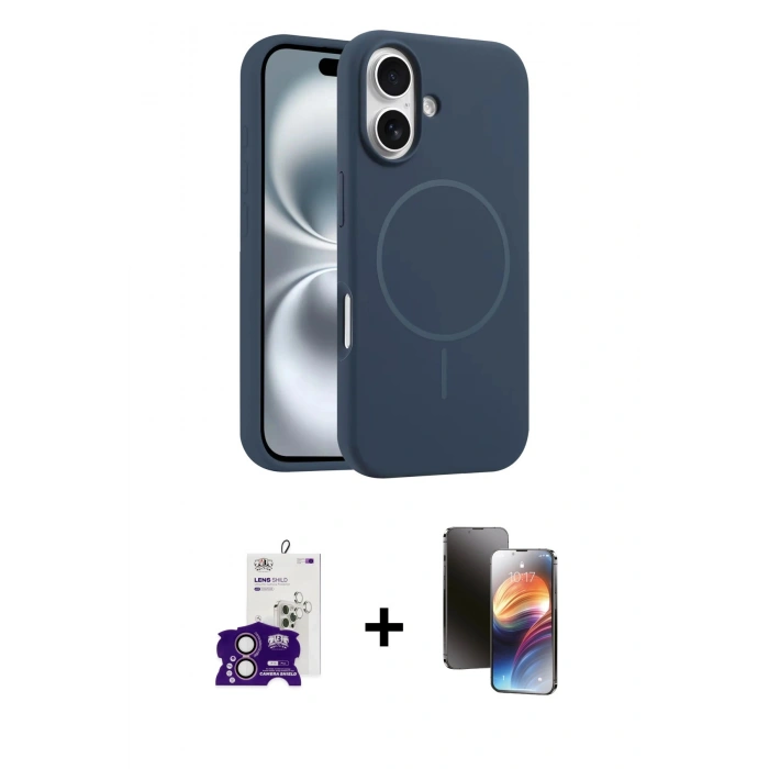 MARSİLYAN™- iPhone 16 Kılıf Yankı Form Serisi - Siyah 3D Antistatik Mat Seramik Nano Ekran Koruyucu + Bilvis Titan Kamera Lens - PE