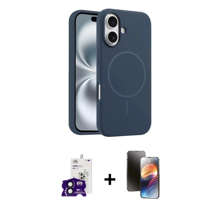 MARSİLYAN™- iPhone 16 Kılıf Yankı Form Serisi - Siyah 3D Antistatik Mat Seramik Nano Ekran Koruyucu + Bilvis Titan Kamera Lens - SH