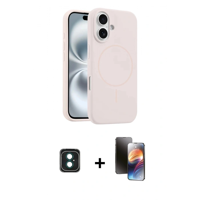 MARSİLYAN™- iPhone 16 Kılıf Yankı Form Serisi - Siyah 3D Antistatik Mat Seramik Nano Ekran Koruyucu + PVD Metal Kamera Lens - YL