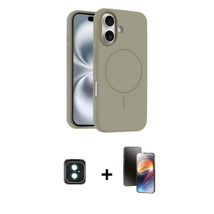 MARSİLYAN™- iPhone 16 Kılıf Yankı Form Serisi - Siyah 3D Antistatik Mat Seramik Nano Ekran Koruyucu + PVD Metal Kamera Lens - YL