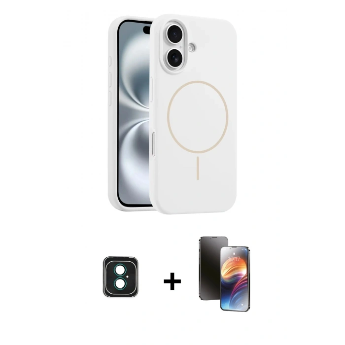 MARSİLYAN™- iPhone 16 Kılıf Yankı Form Serisi - Siyah 3D Antistatik Mat Seramik Nano Ekran Koruyucu + PVD Metal Kamera Lens - YL