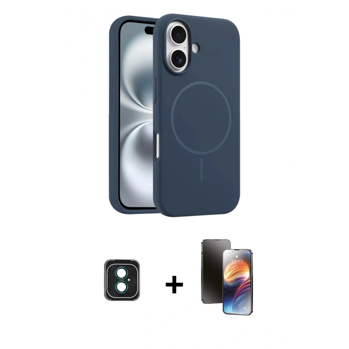 MARSİLYAN™- iPhone 16 Kılıf Yankı Form Serisi - Siyah 3D Antistatik Mat Seramik Nano Ekran Koruyucu + PVD Metal Kamera Lens - YL