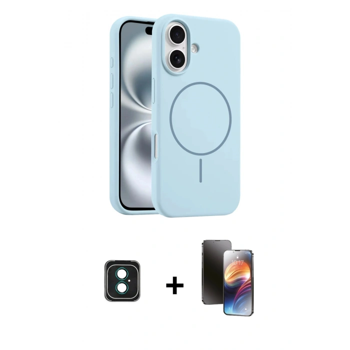 MARSİLYAN™- iPhone 16 Kılıf Yankı Form Serisi - Siyah 3D Antistatik Mat Seramik Nano Ekran Koruyucu + PVD Metal Kamera Lens - YL