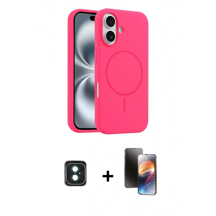 MARSİLYAN™- iPhone 16 Kılıf Yankı Form Serisi - Siyah 3D Antistatik Mat Seramik Nano Ekran Koruyucu + PVD Metal Kamera Lens - YL