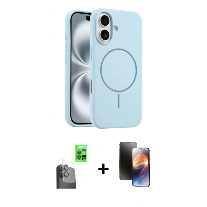 MARSİLYAN™- iPhone 16 Kılıf Yankı Form Serisi - Siyah 3D Antistatik Mat Seramik Nano Ekran Koruyucu + Raze Metal Kamera Lens - SH