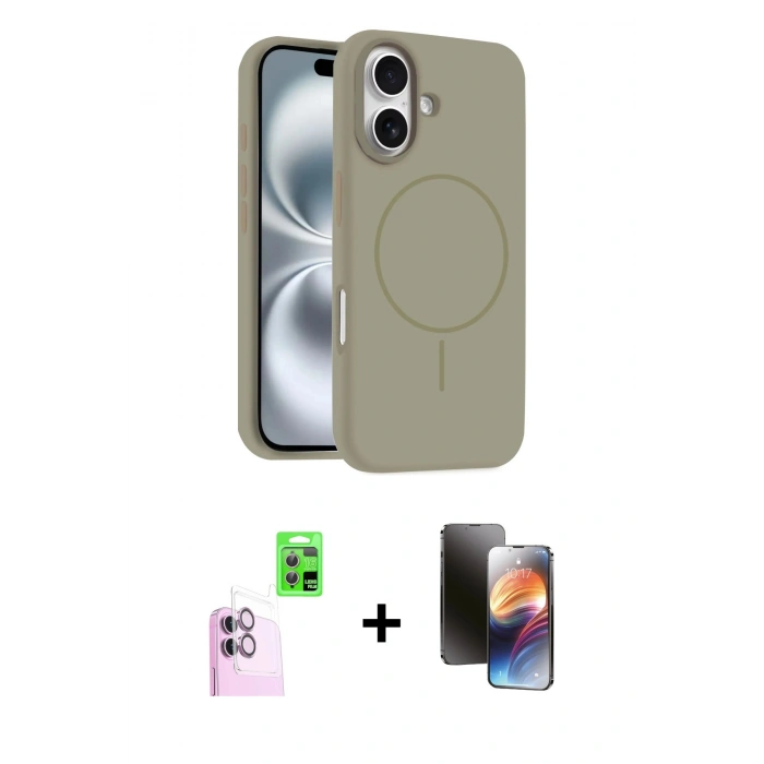 MARSİLYAN™- iPhone 16 Kılıf Yankı Form Serisi - Siyah 3D Antistatik Mat Seramik Nano Ekran Koruyucu + Raze Metal Kamera Lens - PE