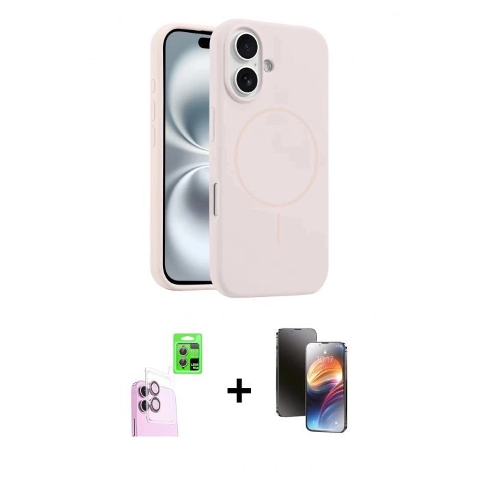 MARSİLYAN™- iPhone 16 Kılıf Yankı Form Serisi - Siyah 3D Antistatik Mat Seramik Nano Ekran Koruyucu + Raze Metal Kamera Lens - PE
