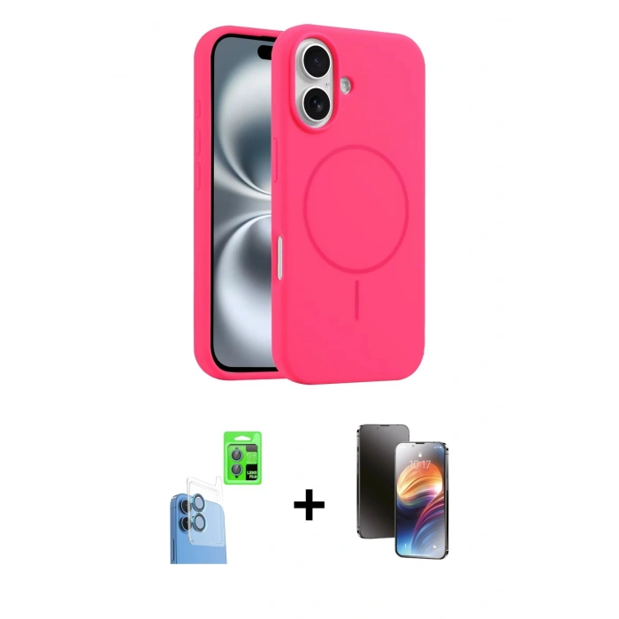 MARSİLYAN™- iPhone 16 Kılıf Yankı Form Serisi - Siyah 3D Antistatik Mat Seramik Nano Ekran Koruyucu + Raze Metal Kamera Lens - LT