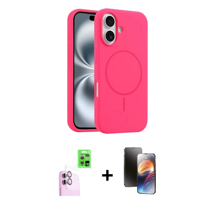MARSİLYAN™- iPhone 16 Kılıf Yankı Form Serisi - Siyah 3D Antistatik Mat Seramik Nano Ekran Koruyucu + Raze Metal Kamera Lens - PE