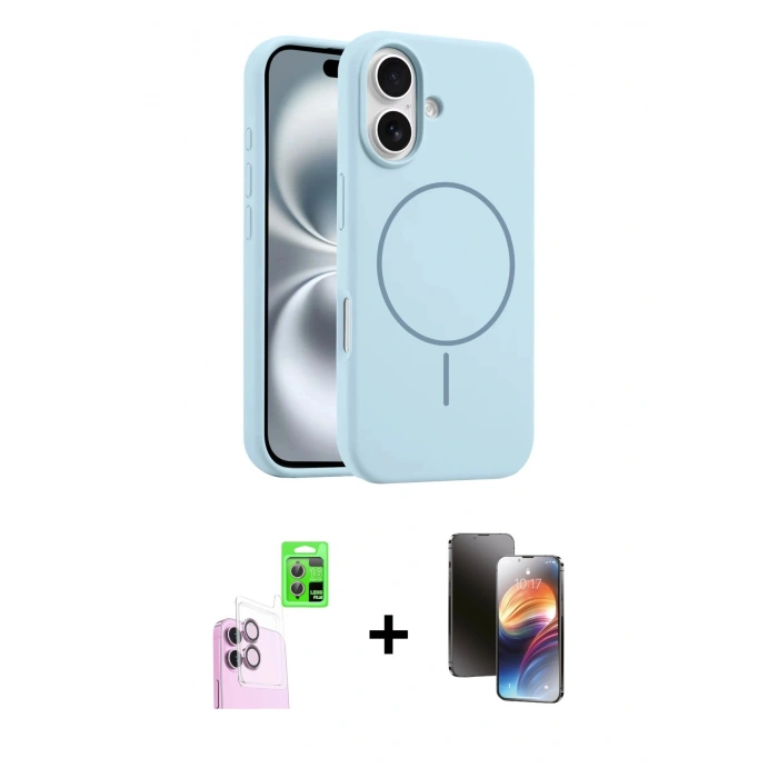 MARSİLYAN™- iPhone 16 Kılıf Yankı Form Serisi - Siyah 3D Antistatik Mat Seramik Nano Ekran Koruyucu + Raze Metal Kamera Lens - PE
