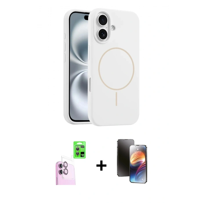 MARSİLYAN™- iPhone 16 Kılıf Yankı Form Serisi - Siyah 3D Antistatik Mat Seramik Nano Ekran Koruyucu + Raze Metal Kamera Lens - PE