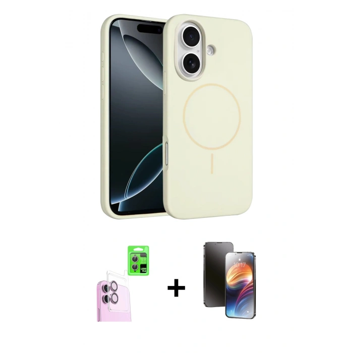 MARSİLYAN™- iPhone 16 Kılıf Yankı Form Serisi - Siyah 3D Antistatik Mat Seramik Nano Ekran Koruyucu + Raze Metal Kamera Lens - PE