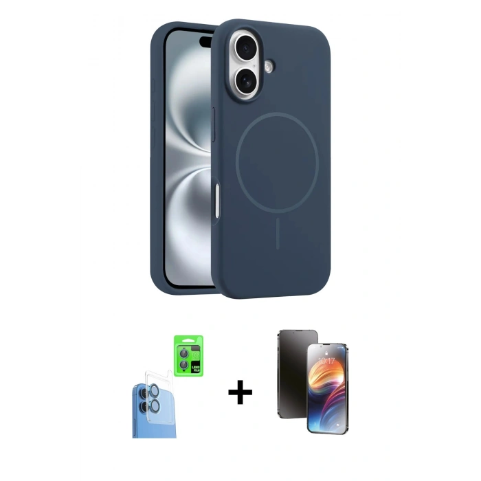 MARSİLYAN™- iPhone 16 Kılıf Yankı Form Serisi - Siyah 3D Antistatik Mat Seramik Nano Ekran Koruyucu + Raze Metal Kamera Lens - LT