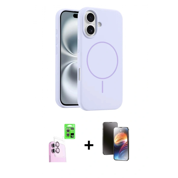 MARSİLYAN™- iPhone 16 Kılıf Yankı Form Serisi - Siyah 3D Antistatik Mat Seramik Nano Ekran Koruyucu + Raze Metal Kamera Lens - PE