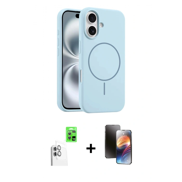 MARSİLYAN™- iPhone 16 Kılıf Yankı Form Serisi - Siyah 3D Antistatik Mat Seramik Nano Ekran Koruyucu + Raze Metal Kamera Lens - BZ