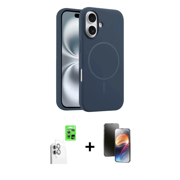 MARSİLYAN™- iPhone 16 Kılıf Yankı Form Serisi - Siyah 3D Antistatik Mat Seramik Nano Ekran Koruyucu + Raze Metal Kamera Lens - BZ