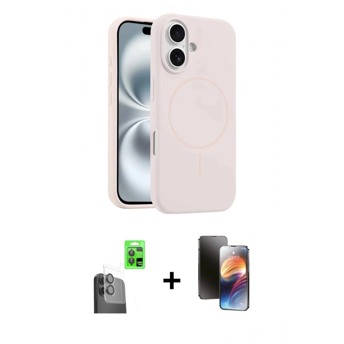 MARSİLYAN™- iPhone 16 Kılıf Yankı Form Serisi - Siyah 3D Antistatik Mat Seramik Nano Ekran Koruyucu + Raze Metal Kamera Lens - SH