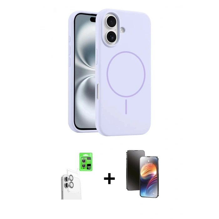 MARSİLYAN™- iPhone 16 Kılıf Yankı Form Serisi - Siyah 3D Antistatik Mat Seramik Nano Ekran Koruyucu + Raze Metal Kamera Lens - BZ